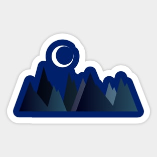 Moon and Mountains, GEOMETRIC LANDSCAPE Sticker